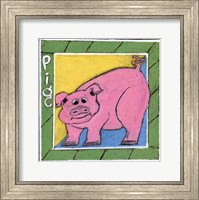 Framed Whimsical Pig