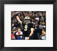 Framed Drew Brees Sets the NFL Single-Season Passing Yards Record with Overlay