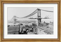 Framed Manhattan Bridge Construction, 1909 far