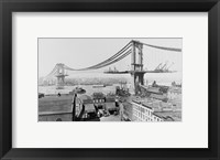 Framed Manhattan Bridge Construction, 1909 far