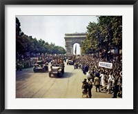 Framed Crowds of French Patriots Line the Champs Elysees