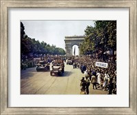 Framed Crowds of French Patriots Line the Champs Elysees