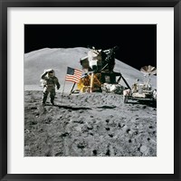 Framed Apollo 15 Lunar Module Pilot James Irwin Salutes the U.S. Flag