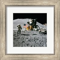 Framed Apollo 15 Lunar Module Pilot James Irwin Salutes the U.S. Flag