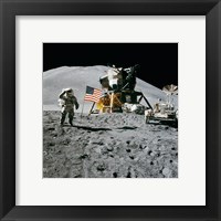 Framed Apollo 15 Lunar Module Pilot James Irwin Salutes the U.S. Flag
