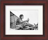 Framed Aviator Helene Dutrieu Seated in Her Airplane