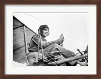 Framed Aviator Helene Dutrieu Seated in Her Airplane