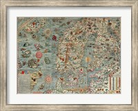 Framed Carta Marina, Map of Scandinavia