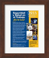 Framed OSHA Job Safety and Health Spanish Version 2012