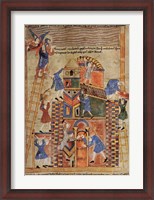 Framed Illustration to the Old English Illustrated Hexateuch showing the construction of the Tower of Babel.