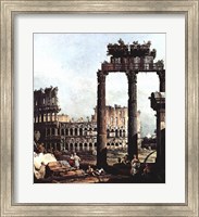 Framed Colosseum and the ruins of the Temple of Castor et Pollux
