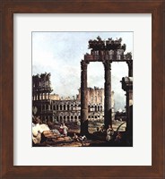 Framed Colosseum and the ruins of the Temple of Castor et Pollux