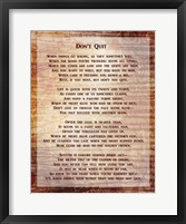 Framed Don't Quit Poem