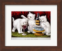 Framed Three Jolly Kittens: At The Feast