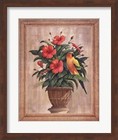 Framed Hibiscus with Parrot