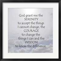 Framed Serenity Prayer - clouds