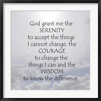 Framed Serenity Prayer - clouds