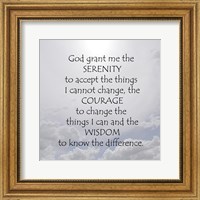 Framed Serenity Prayer - clouds