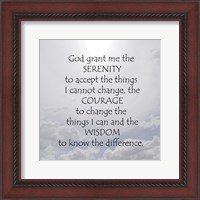 Framed Serenity Prayer - clouds