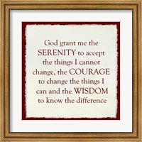 Framed Serenity Prayer - red border