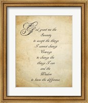 Framed Serenity Prayer - quote