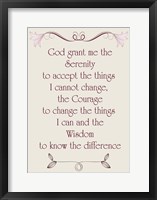 Framed Serenity Prayer quote