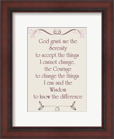 Framed Serenity Prayer quote