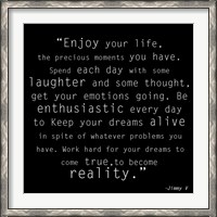 Framed Enjoy Life, Jimmy V Quote