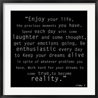 Framed Enjoy Life, Jimmy V Quote