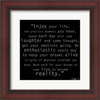 Framed Enjoy Life, Jimmy V Quote