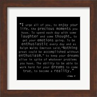 Framed Be Enthusiastic, Jimmy V Quote