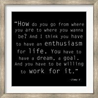 Framed Enthusiasm for Life, Jimmy V Quote