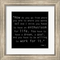 Framed Enthusiasm for Life, Jimmy V Quote