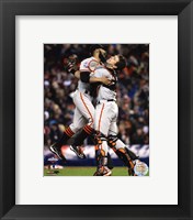 Framed Buster Posey & Sergio Romo Celebrate Winning Game 4 of the 2012 World Series