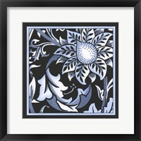 Framed Blue & White Floral Motif II