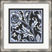 Framed Blue & White Floral Motif IV