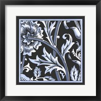 Framed Blue & White Floral Motif IV