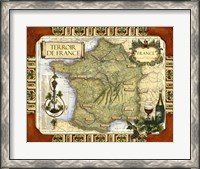 Framed Wine Map of France