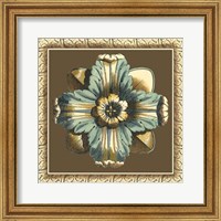 Framed Printed Chocolate & Blue Rosette II