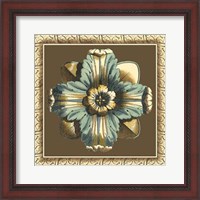 Framed Printed Chocolate & Blue Rosette II