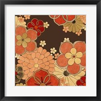 Cascading Blooms in Tangerine I Framed Print