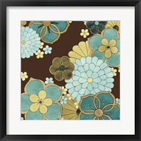 Cascading Blooms in Teal II Framed Print