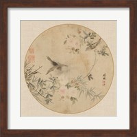 Framed Oriental Bird Silk II