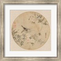 Framed Oriental Bird Silk II