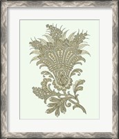 Framed Celadon Floral Motif I