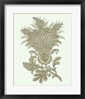 Framed Celadon Floral Motif I