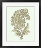 Framed Celadon Floral Motif II