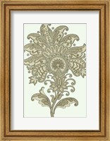 Framed Celadon Floral Motif III