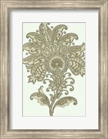 Framed Celadon Floral Motif III