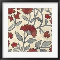 Red & Grey Floral I Framed Print